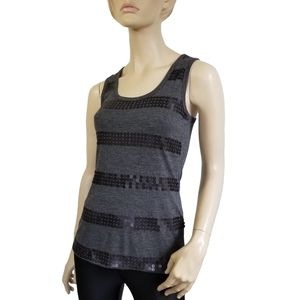 Fossil Grey Sequin Striped Tank Top